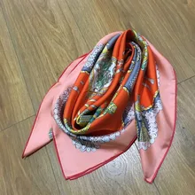 Новое поступление модный элегантный бренд лошадь шаблон шелковый шарф 90*90 см квадратная шаль саржевая обертка для женщин