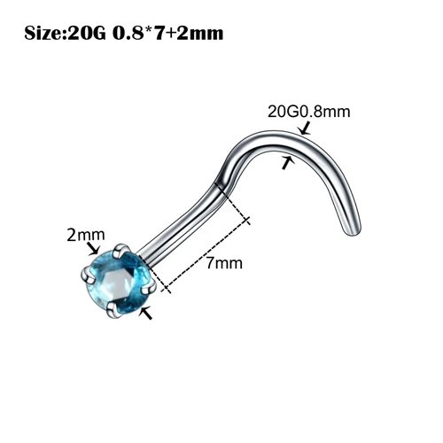1 шт. сталь пирсинг носа драгоценный камень ноздри пирсинг Золотой Нос кольцевидная застежка изогнутые зубец кольца для носа Nariz серьги украшения для тела - Окраска металла: B1513