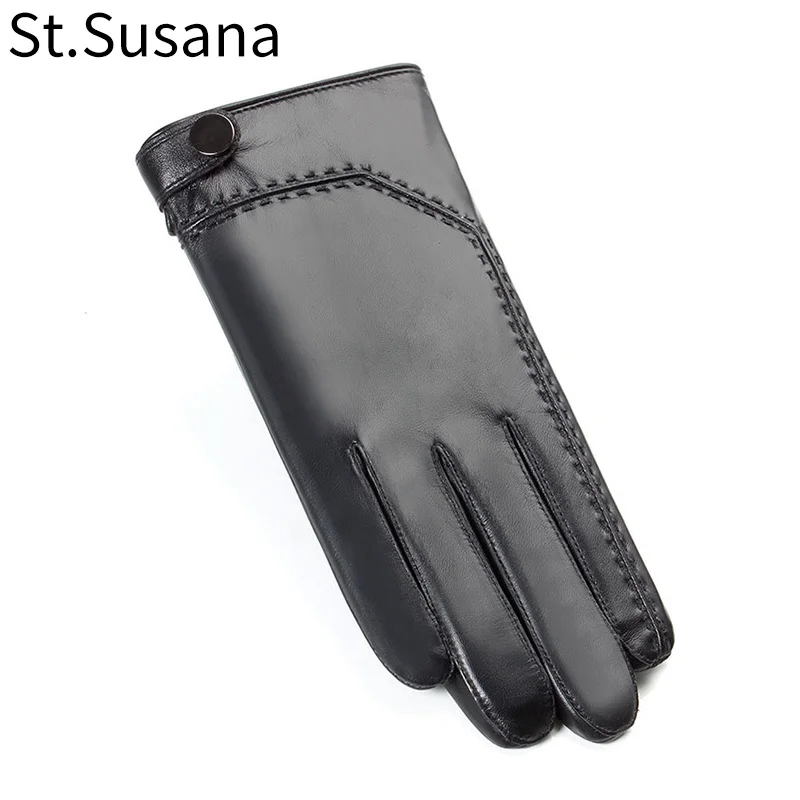 St. Susana Новое поступление мужские перчатки осень-зима мужские модные теплые зимние перчатки с сенсорным экраном перчатки из натуральной овчины 630a