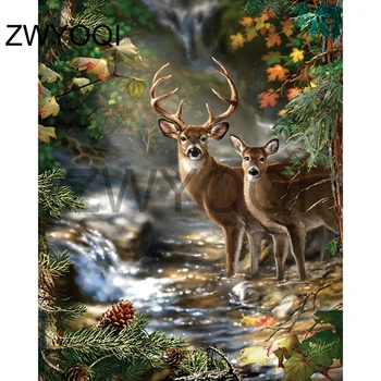 

Full Square Diamond mosaic deer Pine nuts scenery Full Round Diamond painting Cross stitch deer 5D DIY Diamond embroidery deer