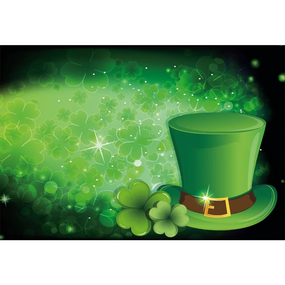 Laeacco Happy St. Patrick's Day Green Shamrocks Cap Baby Portrait Scene Photography Backdrops Photo Backgrounds For Studio |