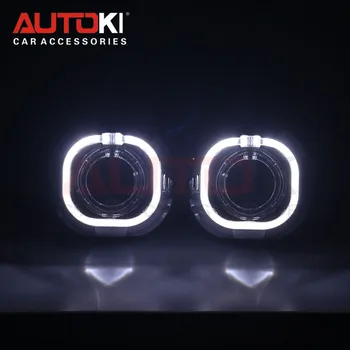 

Autoki 3.0 inch Metal Bi-xenon Projector Lens with White LED Angel Eyes DRL+devil eyes for Car Headlights lamp H4 H7