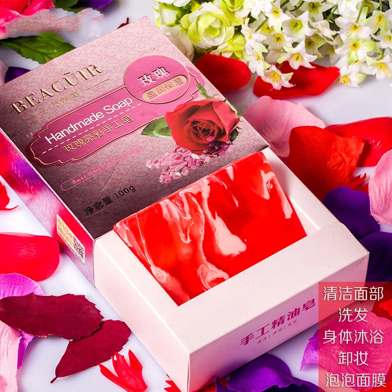 Чистое Натуральное эфирное масло розы Лепестки роз Отбеливающее мыло ручной работы кожи увлажняющее уменьшает меланин очищающее банное мыло 100 г