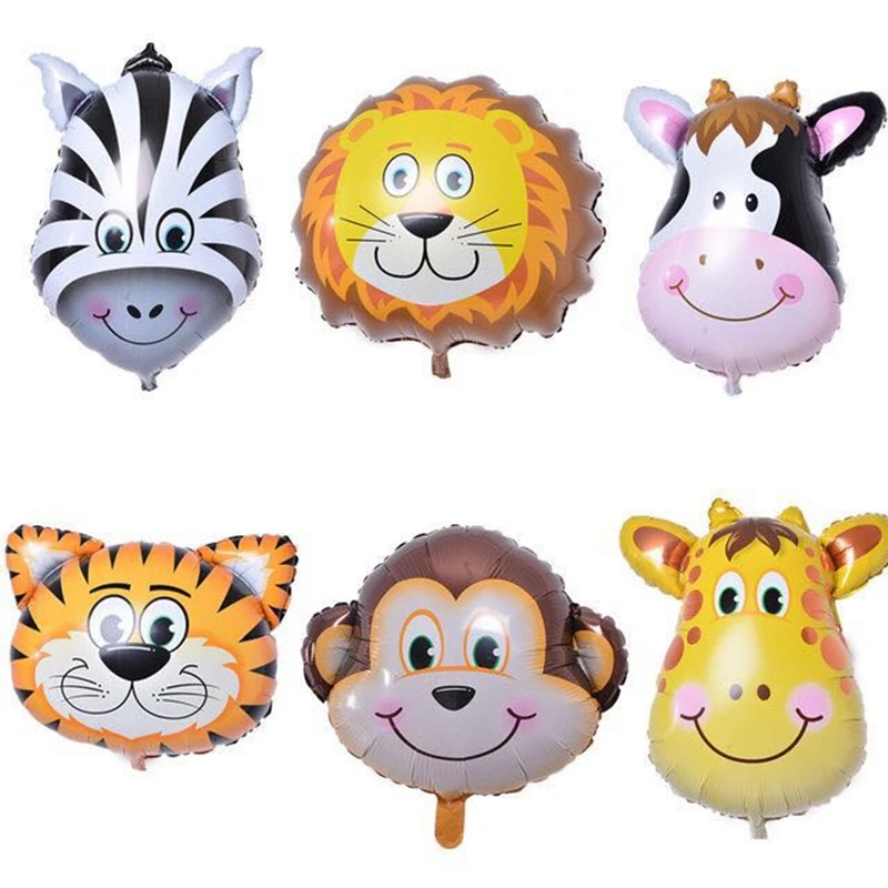 

1pcs New Style Large Monkey Tiger Zebra Deer Cow Head Helium Foil Balloons Birthday Party Animal Air Balloons Animal Theme Party