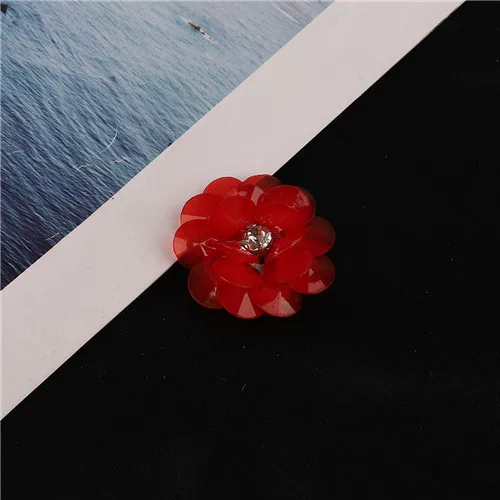 1Pcs Multicolor 3.2cm Dia Acrylic Flowers Beads With Rhinestone Fit DIY Handmade Jewelry Crafts Home Sewing Garment Bag Beads Accessories - Цвет: Red