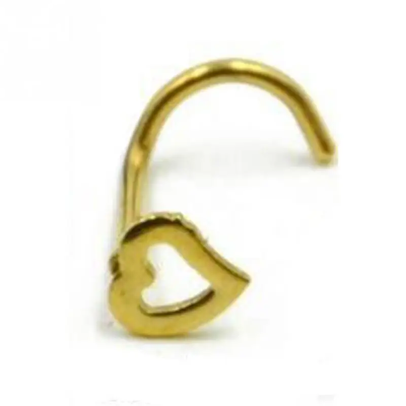 Серебряные, золотые серьги-кольца из нержавеющей стали для пирсинга носа, женские серьги-гвоздики в форме сердца, ювелирные изделия, Прямая поставка#1114