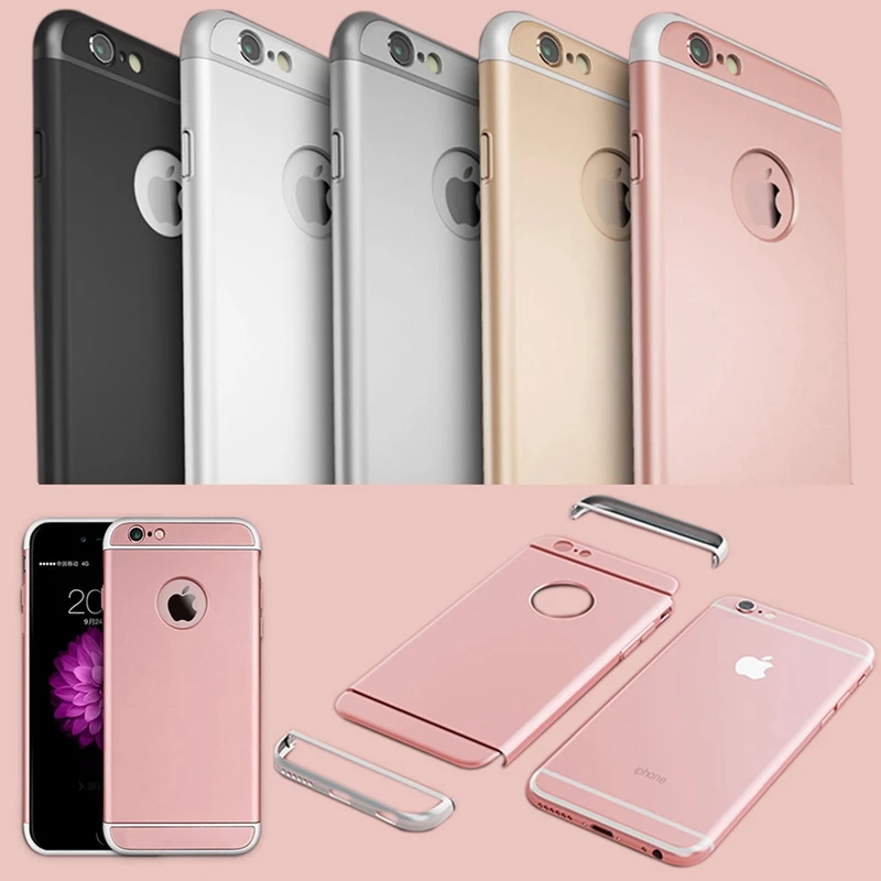Luxury 3 In 1 Full Body Hard Plastic Case For Iphone 6 6s 4.7/ 6s Plus 5.5 Rose Gold Case Clear Logo Circle Cover Capinhas - Mobile Phone Cases & Covers - AliExpress
