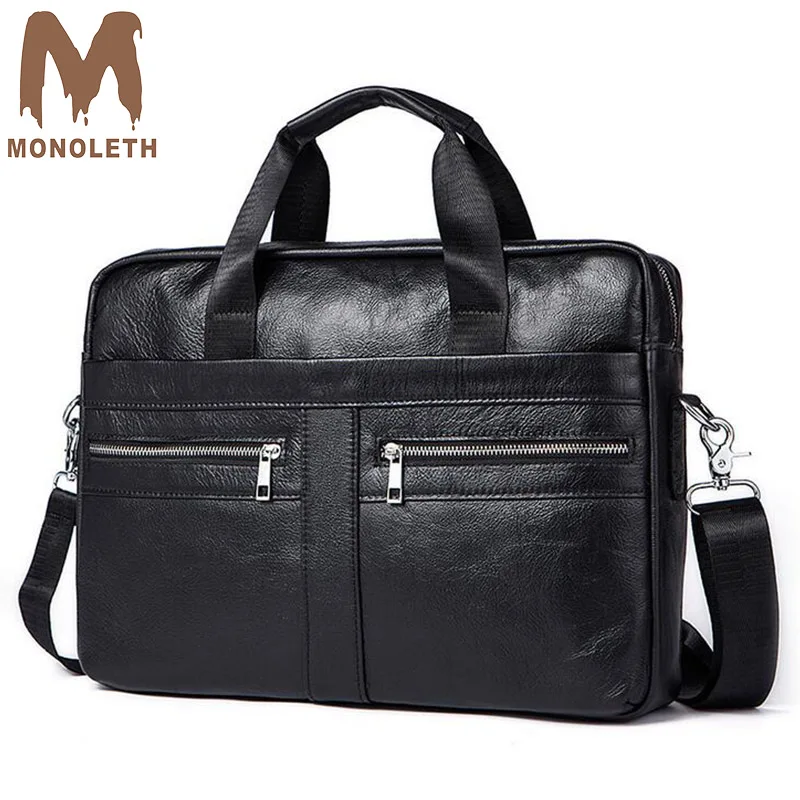 

MONOLETH 2018 Brand Business Handbag Genuine Leather Briefcase men Messenger Bag 14' Laptop Bag Tote casual Shoulder bags