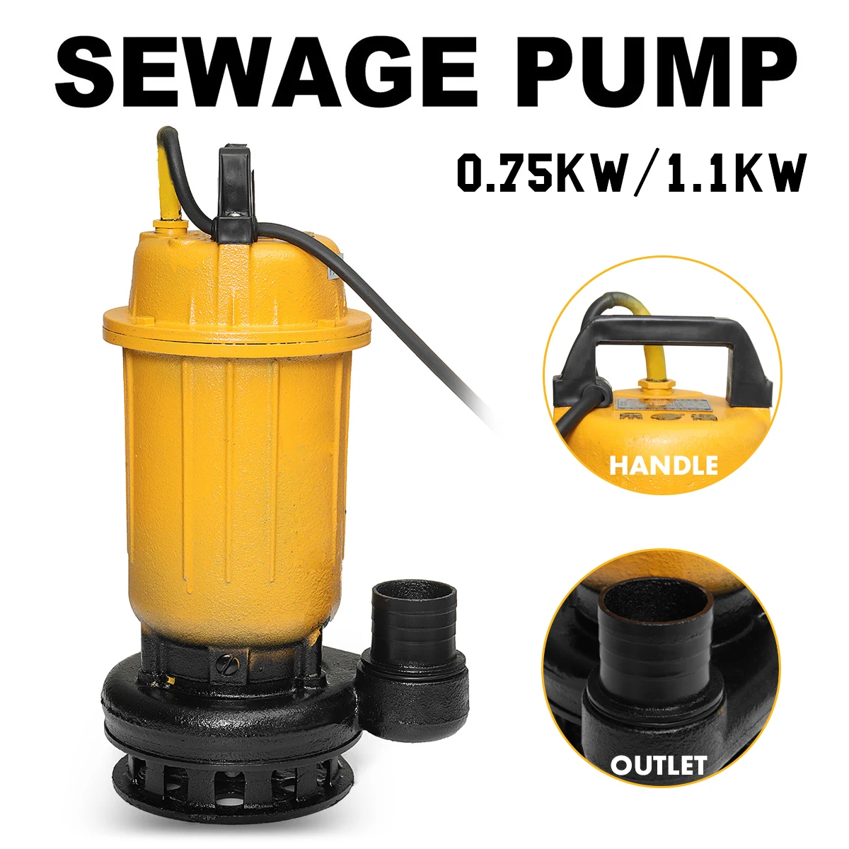 

220V 50HZ Waste Water Pump 1.1KW / 0.75KW Universal for farm cutting type pumping manure sewage pump household pump