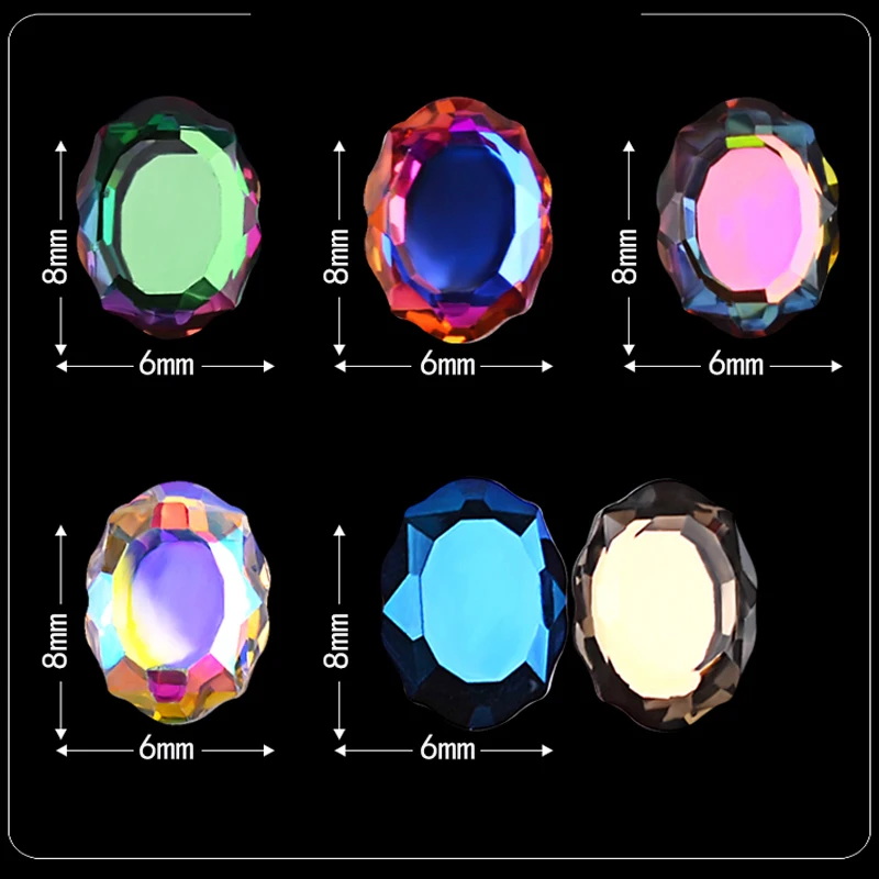 Зеркальная поверхность, не требующей горячей фиксации Стразы овальной формы 6x8 мм 30/100 шт./упак. для художественного оформления ногтей, ручная работа аксессуары свадебное платье для девочки ясельного возраста и сумка-чехол для нейл-арта