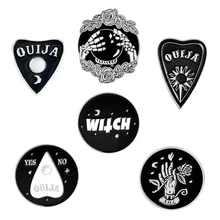 OUIJA-esmalte suave colección de Pins de bruja oscura, insignia de bola mágica de mano de brujería, broche divertido personalizado, bolsa, Pin de solapa para ropa