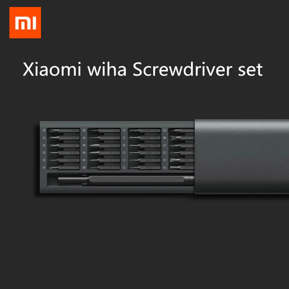 Xiaomi Mijia Wiha, Набор отверток для ежедневного использования, 24 прецизионных магнитных биты, аллюминевая коробка, отвертка, xiaomi smart home Kit - Цвет: with box