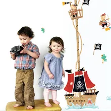 Мультфильм пиратский корабль дети высота измеряет настенные наклейки для детской комнаты украшения забавные детские наклейки Рост Диаграмма