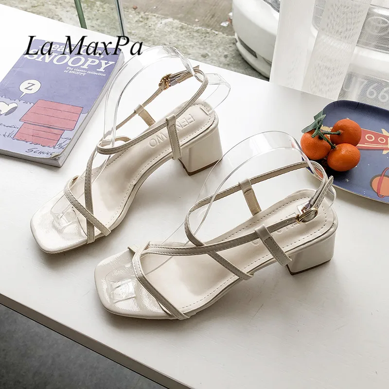 

New 2019 summer strap open-toe gladiator shoes square heel comfortable peep toe yellow 6CM Block Heels sandals