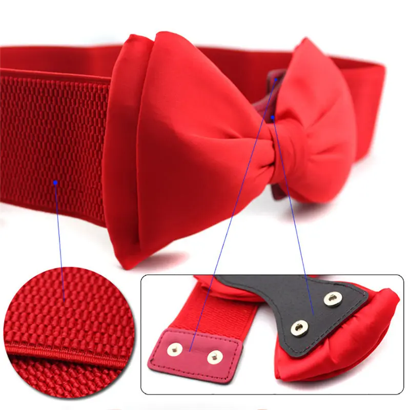 2019 bow-knot Women Fashion Bowknot Waistband Wide Elastic Stretch Waist Belt leather belts for women 40FE0115