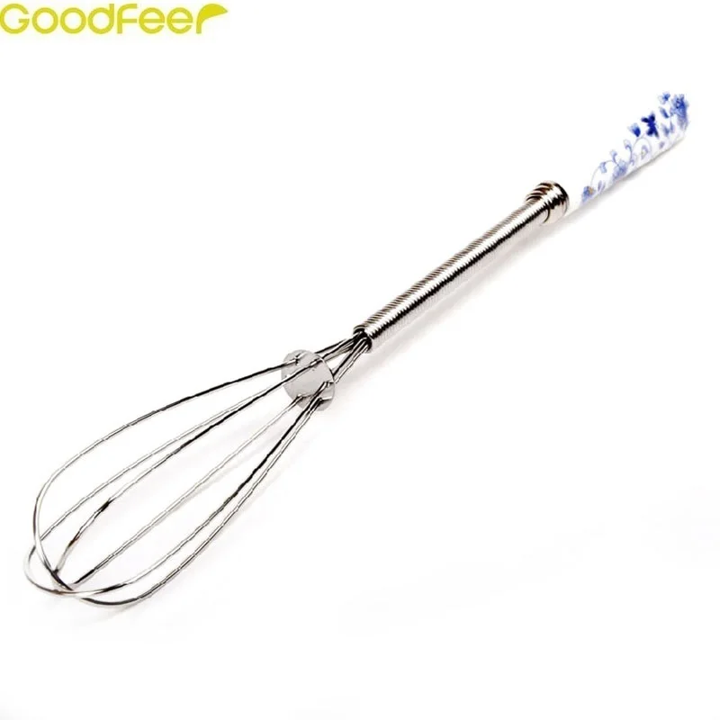 

Goodfeer Ceramic Handle Stainless Steel Mini Hand Manual Egg Cooking Whisk Tool Egg Beaters Cream Stirring Mixer Blender Gadget
