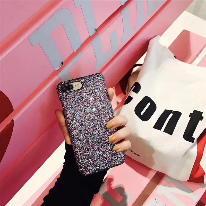 CL2 Matcheasy Hard PC Phone Cases for Iphone 7 8 6 6S Plus Back Cover Glitter Bling Shiny Powder Coque for Iphone X Cases Fundas - Цвет: CL2