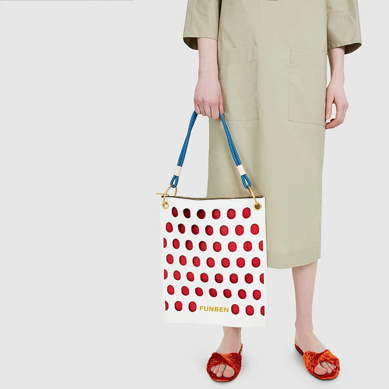

2Pcs Womens Girls Dots Hollow Tote Handbag PU Leather Large Clutch Totes Envelope Bags Messenger Bag Large 4Colors A690