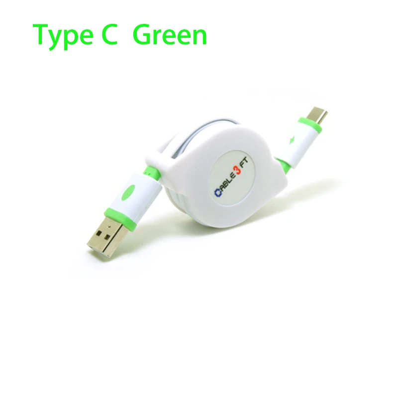 2 м 3 м usb type C выдвижной кабель для samsung A50 S10 S9 S10E huawei p20 p30 mate20 mate10 oneplus 7 pro Кабель зарядного устройства для телефона - Цвет: Green Type C cable