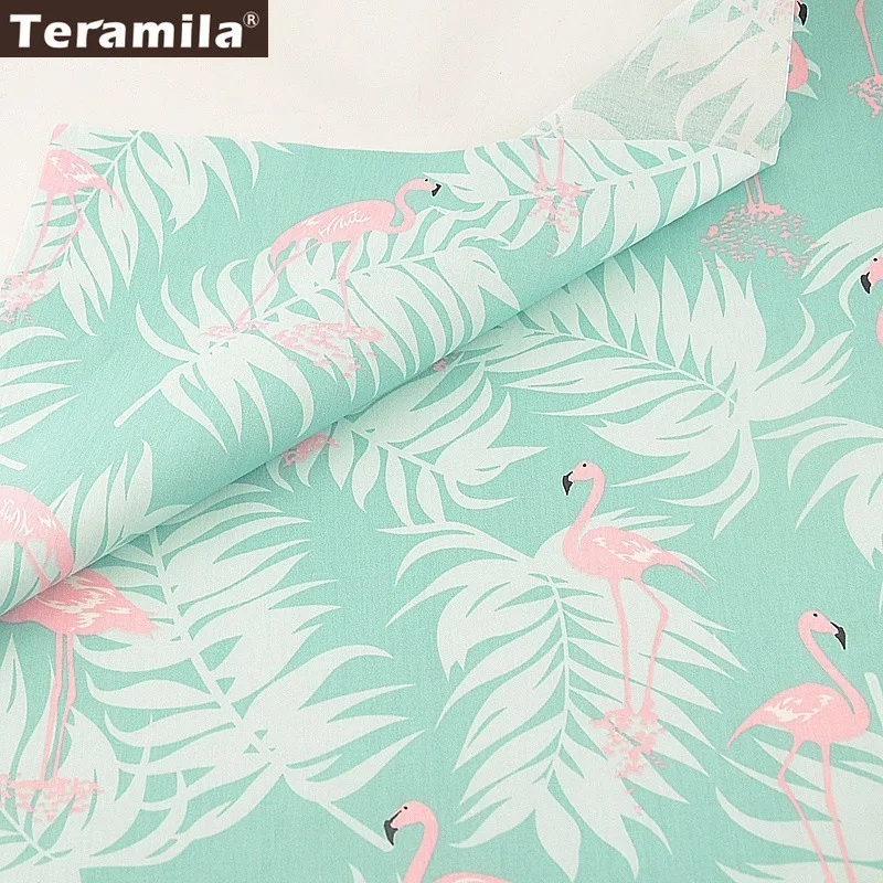

Teramila Cotton Fabric Soft Dense Quilting Material Dress Light Green Animals Designs Twill Fat Quarter Crafts Patchwrok