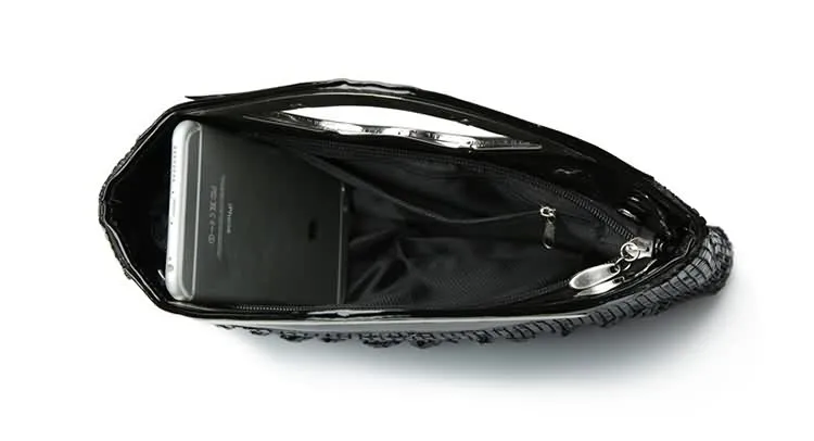 KDROR Black Clutch Bag With Handle Inside View