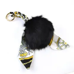 Для женщин из натуральной лисы Мех животных большой шар шелковый шарф сумочку аксессуар модные милые леди кошелек украшения брелок