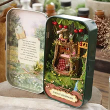 Лесная Рапсодия Q001 железная коробка DIY Кукольный дом Миниатюрный Кукольный домик 3D домик на дереве