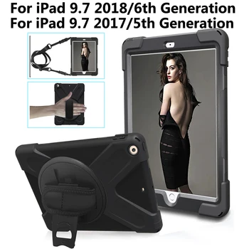 

Rotating Hand Shoulder Strap Case for Apple iPad 9.7 2018 6th Generation Shockproof Cover for iPad 9.7 2017 5th Generation Case