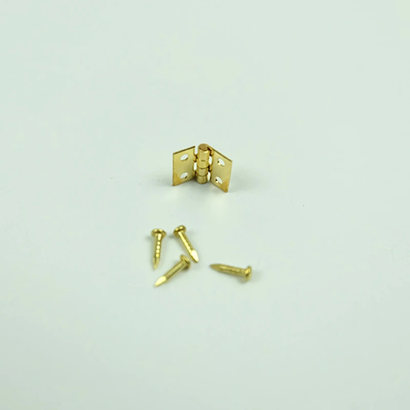 Door Hinges 20pcs Mini Metal Golden Hinge 10x8mm with 80pcs screws 1/12 House Miniature Cabinet Furniture Brass Hinge Dollhouse Closet