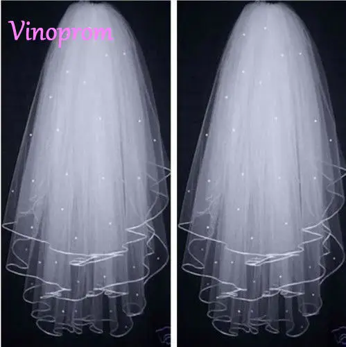 New White or Ivory Wedding Bridal Veil elbow Length Three Layer Satin Edge with Comb Bride Veils 2017 | Свадьбы и торжества