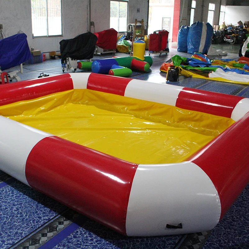 red inflatable pool