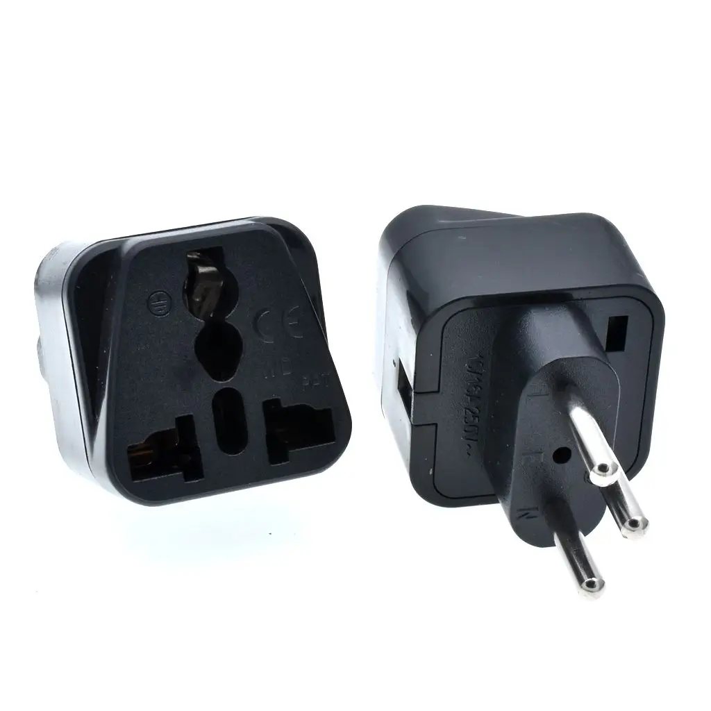 2PC black/white Universal UK Europe AU USA to Swiss Switzerland Grounded Travel Adapter Plug wall socket SWEITZ PLUG TYPE J