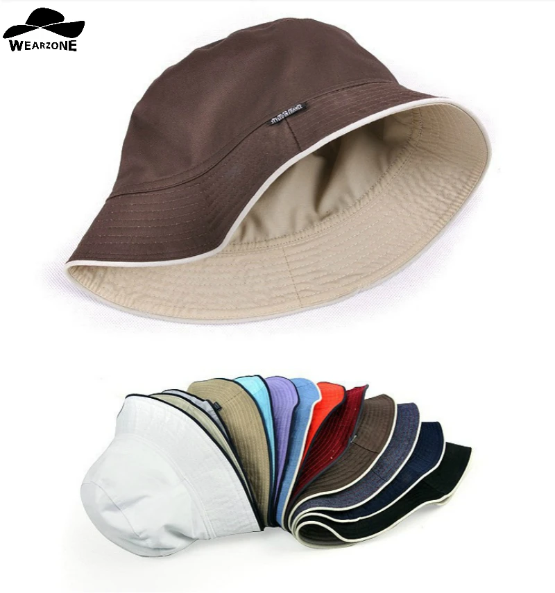 2022 plain bucket hats men reversible two sides can wear 100% cotton sun bob cap comfortable chapeu fisherman hat