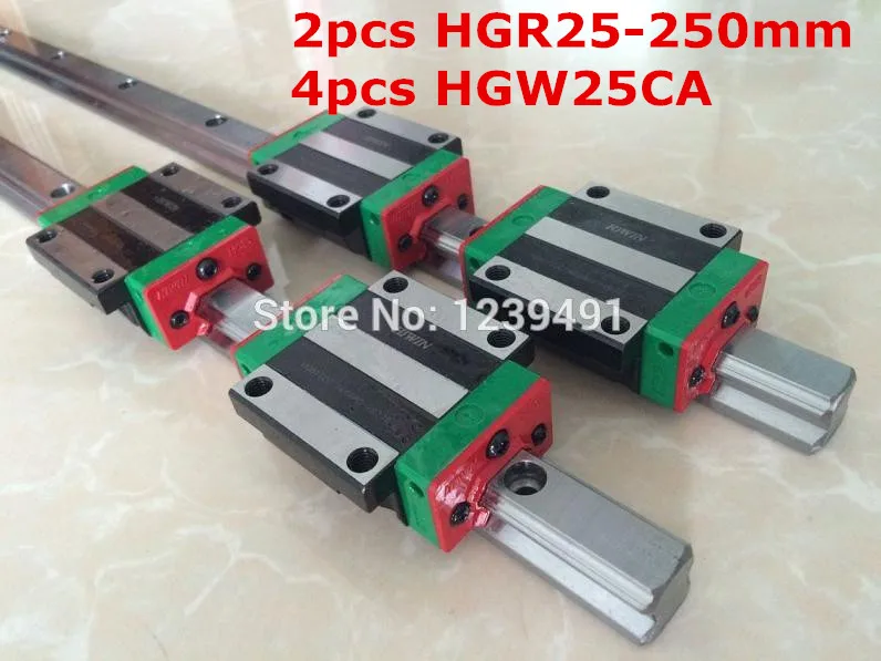 

2pcs original HIWIN linear rail HGR25- 250mm with 4pcs HGW25CA flange block CNC Parts