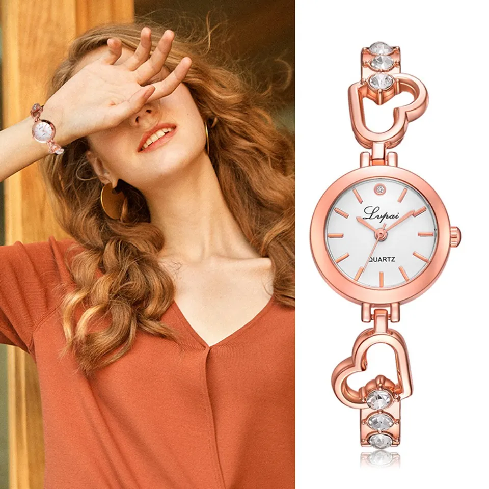 

Lvpai Women Watches Alloy Women Bracelet Watch Rose Gold Rhinestone Simple Ladies Quartz Wristwatch Women Dress Watches LP479