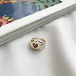Аутентичные 100% кольца из стерлингового серебра 925 Для женщин проложили CZ красный Хрустальное сердечко любовь кольцо оригинальный