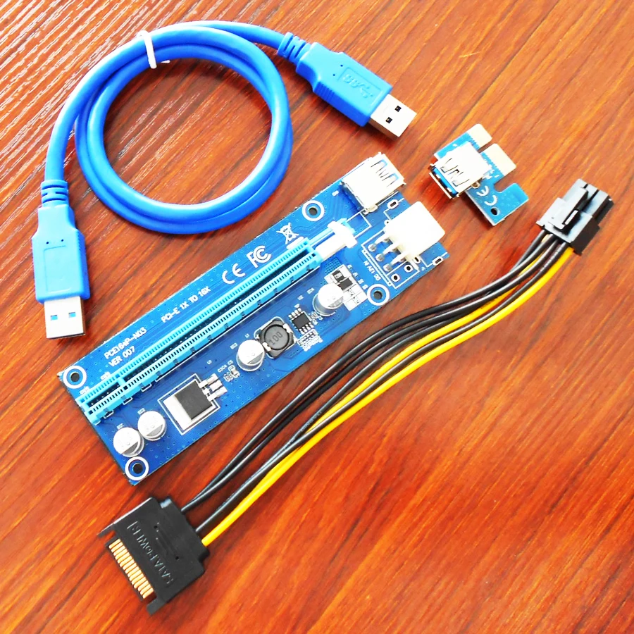 VER 007 стояк 6PIN Мощность Cable pci express Riser card PCI стояка горно для BTC ETH Шахтер машина