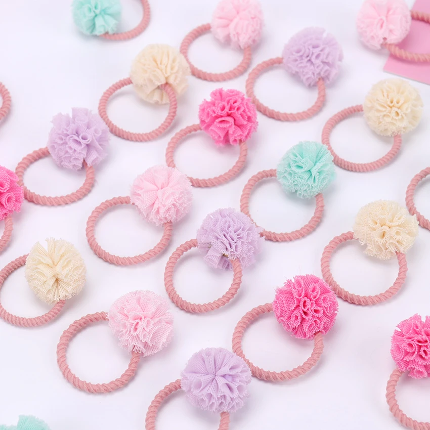 2PCS Cute Little Girls Hair Ties Ball Elastic Hair Band For Kids Hair Ropes Hair Accessories