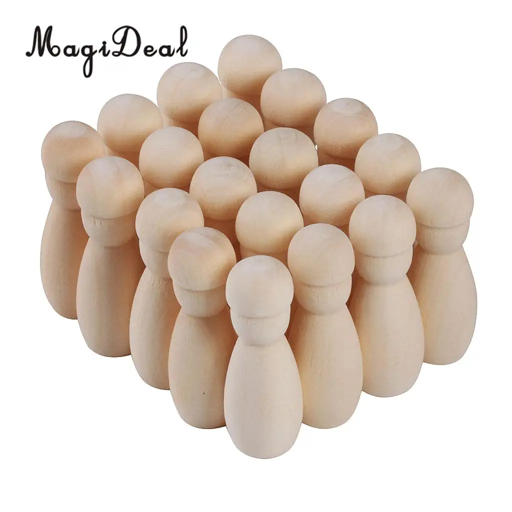 20pcs natural wood peg doll little people baby bee child wooden peg dolls set diy wedding cake toppers kids craft toys 15x42mm
