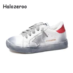 Halozeroo Новые Детские Star детская теплая Повседневная обувь для маленьких девочек модные спортивные кроссовки для мальчиков Мягкая черная