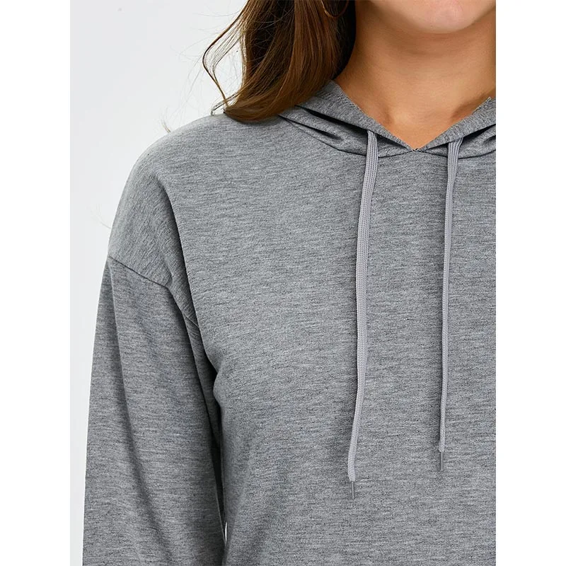 VESTLINDA Hooded Dresses Pocket Long Sleeve Sweatshirt Solid Gray Mini Dress Robe Femme Women Vestido De Festa 2017 Casual Dress 6
