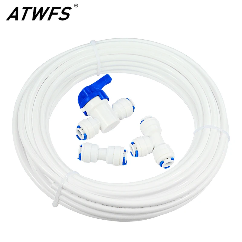 

ATWFS Water Refrigerator Kit Ice Maker for Reverse Osmosis RO System and Water Filters Parts 10 Meter Pipe and Connectors