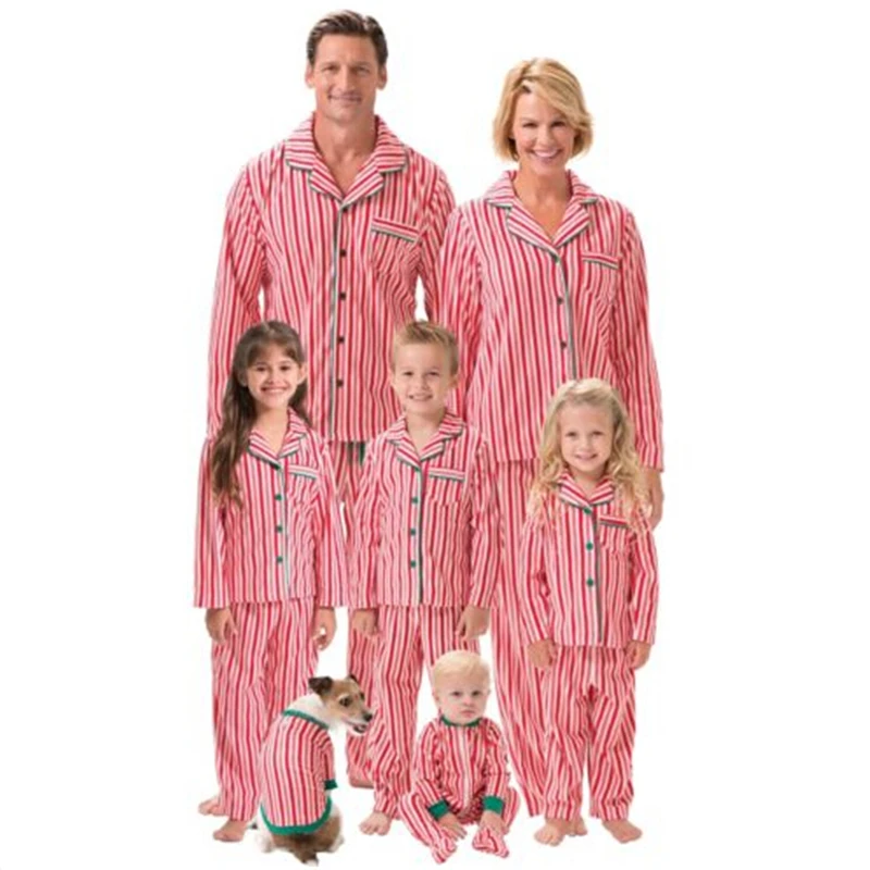 Family Matching Christmas Pajamas Set Adult Women Men Kids Stripe Sleepwear Nightwear 2017 New Arrival Fall Family Match Pjs Set