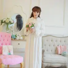 Хлопок принцесса Для женщин длинная белая ночная рубашка Royal Pijamas бежевый пижамы Мягкая рубашка