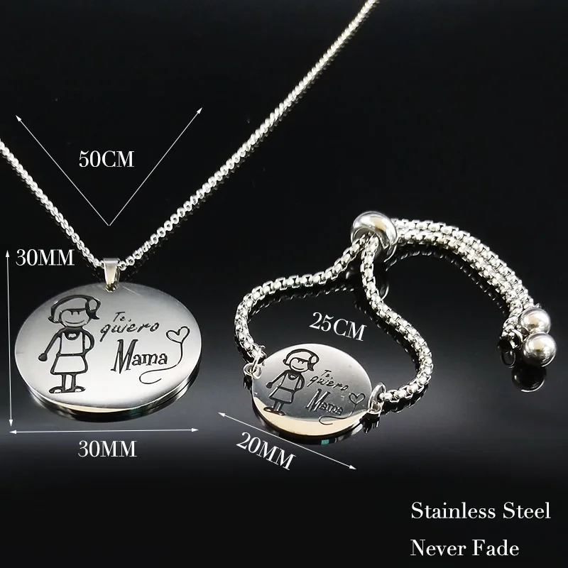 2018 moda mamá pulsera de acero inoxidable collar mujer joyería Color plata joyería juego de joyeria de acero 178635 2018 moda mamá pulsera de acero inoxidable collar mujer joyería Color plata joyería juego de joyeria de acero 178635