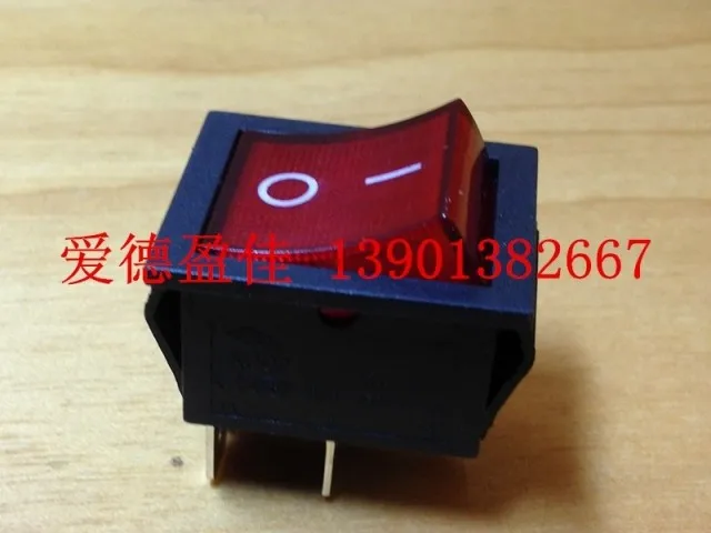 Оригинальный новый 100% Открыть Шанхай Юнсин KCD2-21NC 16A 4 pin rocker switch с лампой red 220 В |