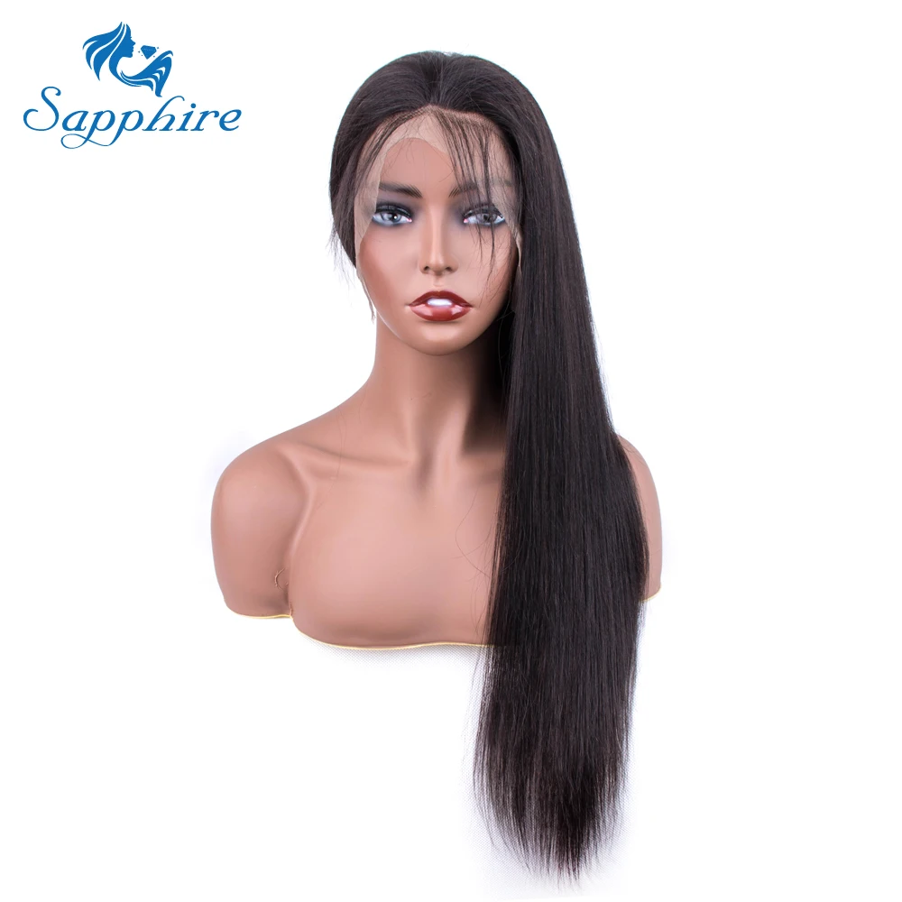 Sapphire Straight Peruvian Pre Plucked Full Lace Human Hair Wigs Glueless Full Lace Wigs Natural Full Lace Wig With Baby Hair