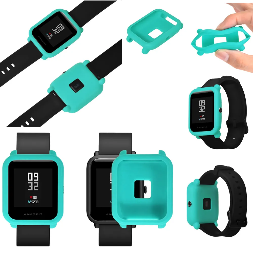 4в1/упаковка Силиконовые мягкие ремни для Amazfit Bip ремешок для часов резиновый чехол для Xiaomi Huami Amazfit браслет водонепроницаемый ремешок для часов