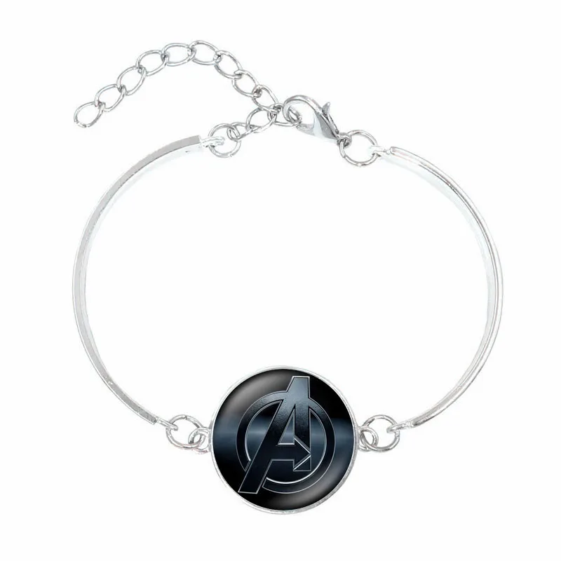 

Marvel The Avengers Bracelets & Bangles Art Round Dome Movies Jewelry Silver Charm Bracelets for Women Men Jewelry Pulseras