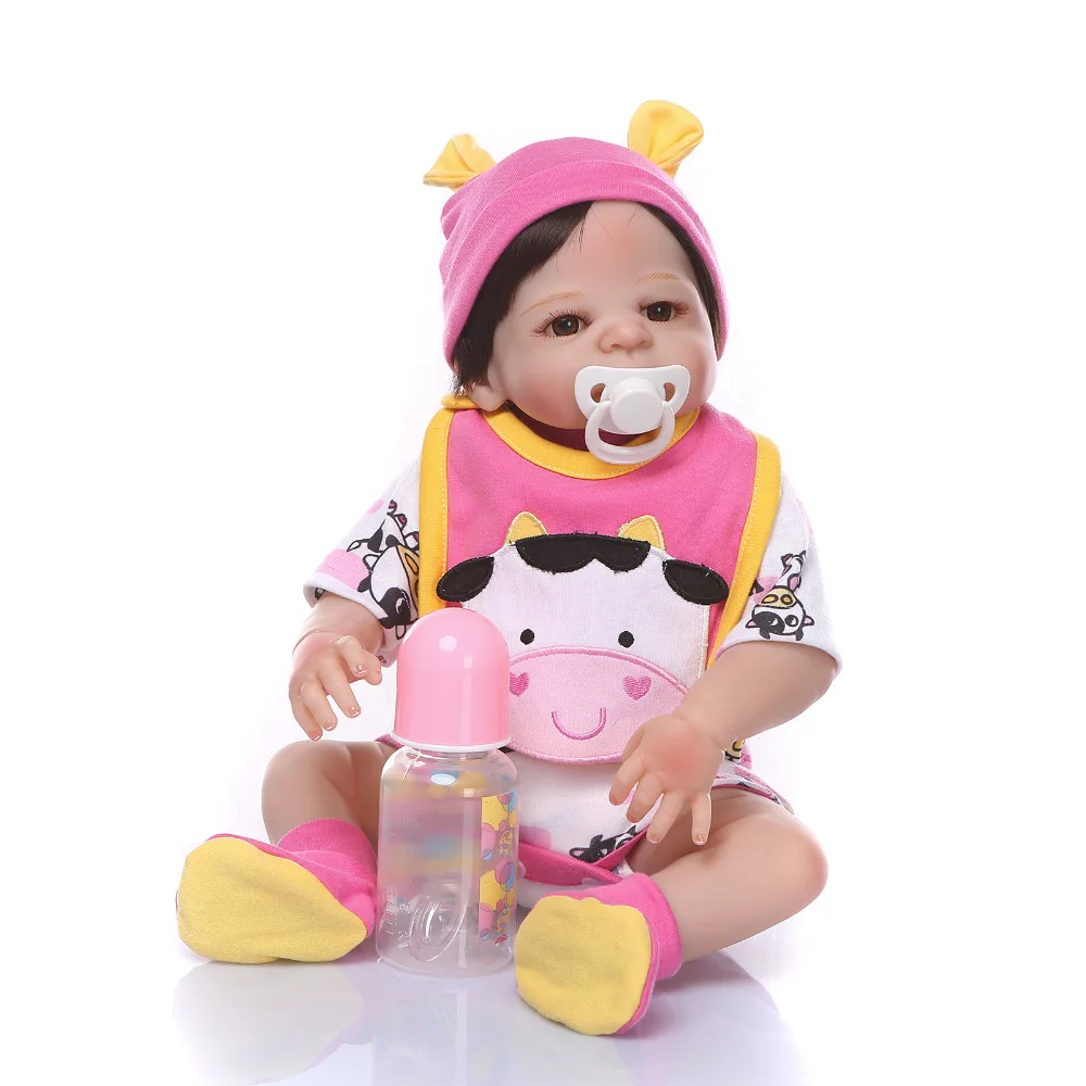 

Nicery 19/22inch 48/55cm Bebe Reborn Doll Hard Silicone Boy Girl Toy Reborn Baby Doll Gift for Children Pink Bib Pink Hat